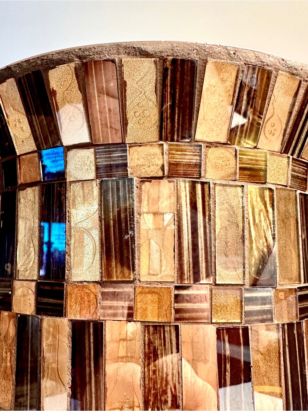 11” Decorative Stained Glass Mosaic Hurricane Vase - Picture 10 of 11